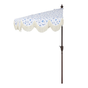 Beverly 9 ft. Designer Classic Scalloped Fringe Half Market Patio Umbrella
